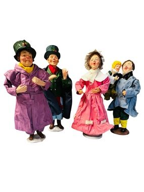 Vintage Paper Mache Christmas Carolers Set - Victorian Dickens Style Figurines